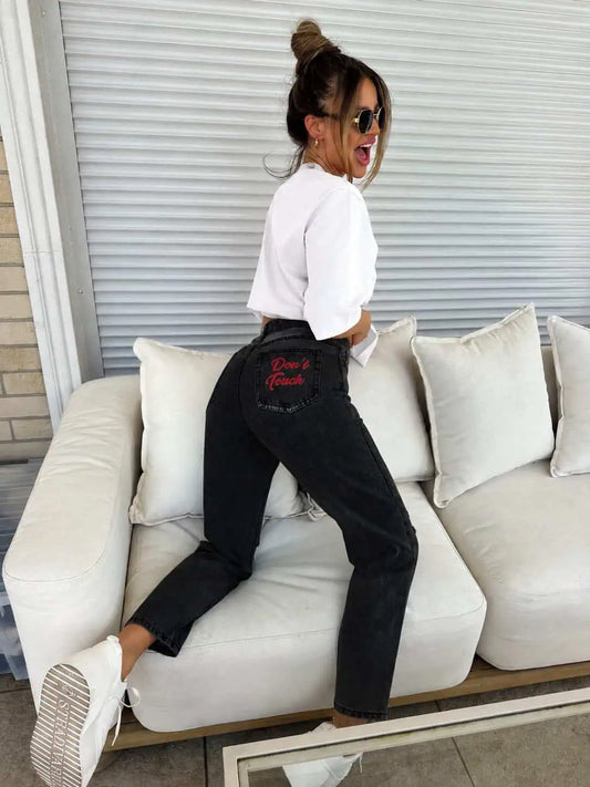 BY ME PREMIUM Mom FIT DONT TOUCH BLACK